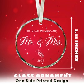 Wedding Gifts - Mr and Mrs Gifts - Wedding Gifts for Couples 2025, Wedding Gifts for Couple, Wedding Gifts for Bride - Future Mr and Mrs Gifts - 1st Wedding Bridal Shower Gifts - Glass Ornament 2025