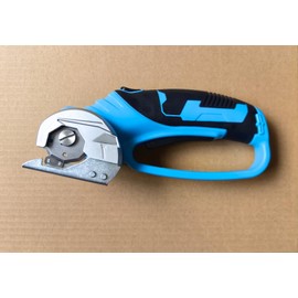 Tijeras eléctricas inalámbricas, tijeras automáticas para corte de tela, cortador de cartón eléctrico con 2 cuchillas giratorias de acero inoxidable, cortador giratorio eléctrico para corte de piel y