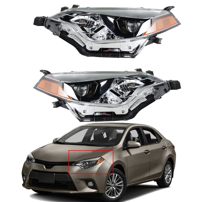 Nurniacl 2-Pack Headlight Assembly Headlamps Halogen Clear Lens Left Right