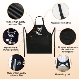 Funny Aprons for Men - Let’s Cook - Grilling BBQ Chef Apron with 3 Pockets