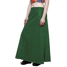 Stylesindia Women's Cotton Readymade Indian Inskirt Saree Petticoats Underskirt-Deep Green