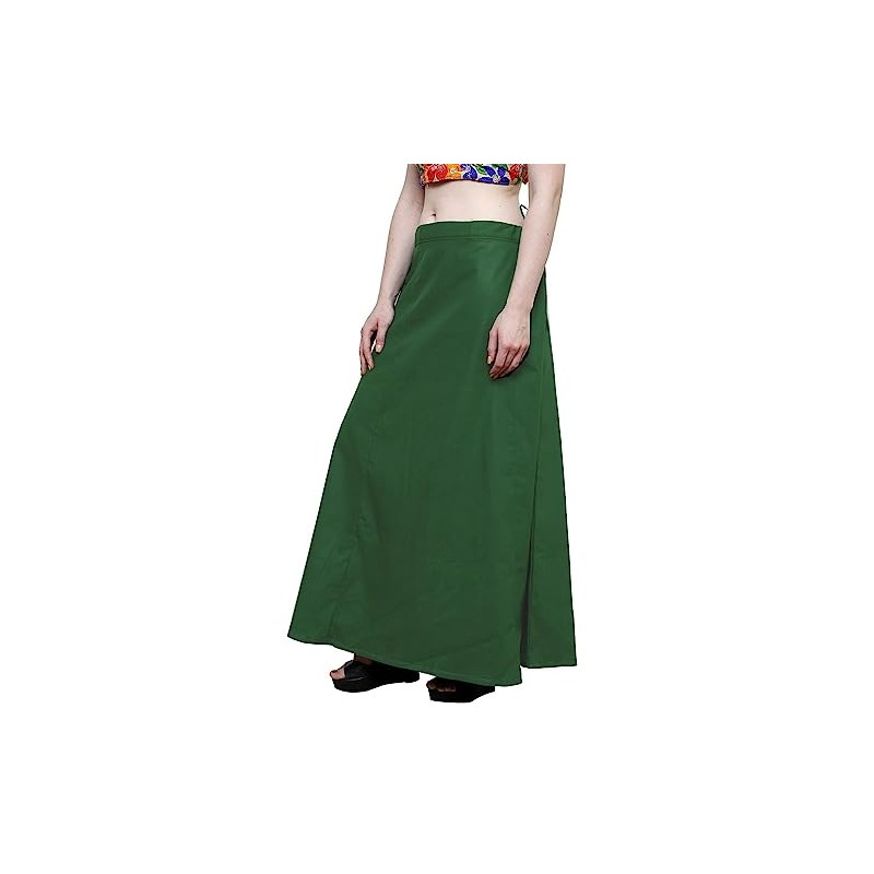 Stylesindia Women's Cotton Readymade Indian Inskirt Saree Petticoats Underskirt-Deep Green