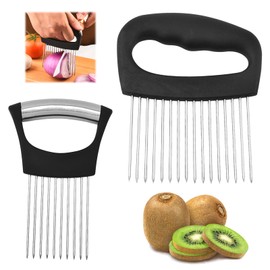 2 Pcs Onion Holder for Slicing Stainless Steel Onion Cchopper 16 Long Needles & 10 Long Needles Vegetable Chopper Cutter Kitchen Appliance Gadget Utensils for Vegetable, Fruit, Potato, Tomatoes, Meat