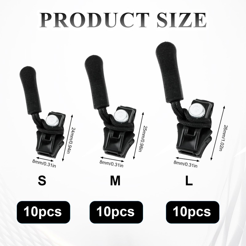 30‑Piece Universal Zipper Repair Kit with Small, Medium & Large