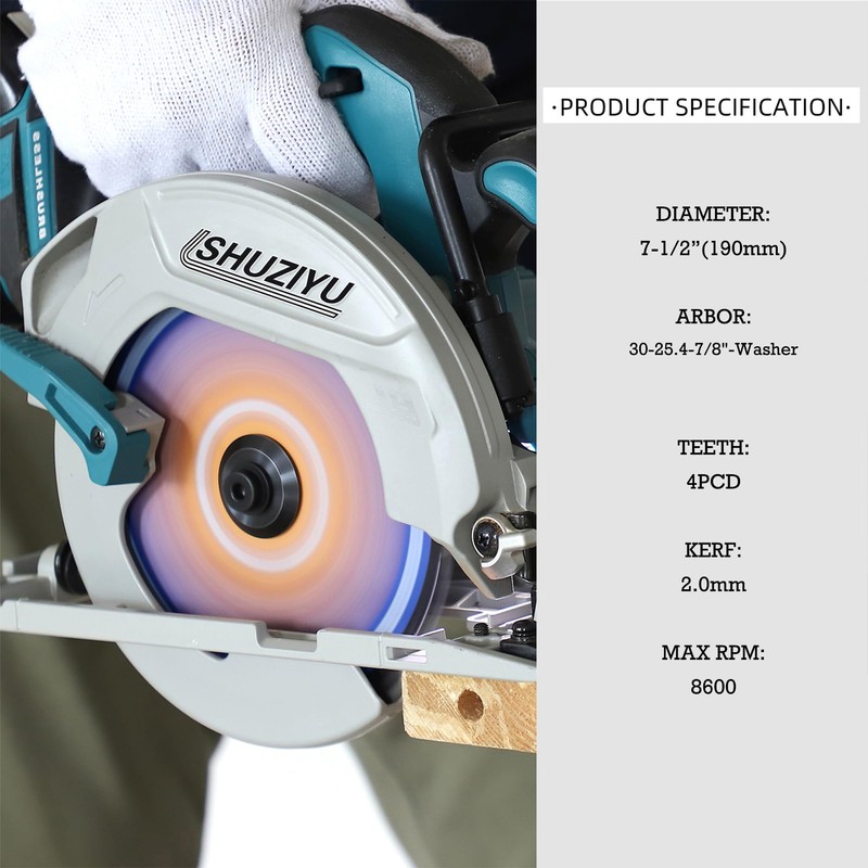 LSHUZIYU 190mm-4PCD, Centre hole 30mm, Polycrystalline Diamond Tipped 4 PCD,
