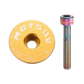 HARFINGTON 1 1/4" OD Bicycle Headset Stem Top Cap Aluminum Alloy Cycling Headset Cover Stem with Rainbow Color M6 Bolt for Mountain Bicycle Road Bicycle MTB, Yellow