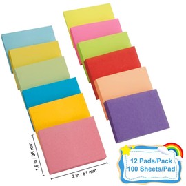 Jinsion 1200 Sheets Sticky Notes, 50 mm x 38 mm Self-Stick Notes Multi Colors, Recyclable, Easy to Post Sticky Note Pads, (16 Pack) Sticky Notes Set for School Supplies, Office Stationery Set