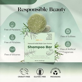 Crownnaturally ARHGOAT - Barra de champú sólido con aceite de romero y aguacate, limpieza profunda y reparación del cuero cabelludo para un cabello má