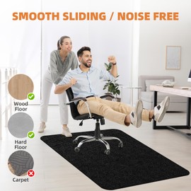 HomeMall Office Chair Mat for Hardwood and Tile Floor, Computer Chair Mat, Non-Slip Floor Protector, Under Desk Mat for Rolling Chair, Slate Black(48"x36")