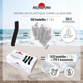 Arekusan X3 Vegetable Water Filter with Activated Carbon Kishu Binchotan – Cleaning of the tap water from Japanese wood – Rods for cleaning carafes, drinking bottle, environmentally friendly, organic