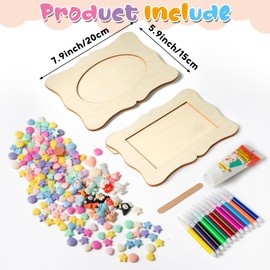 WATINC DIY Wooden Photo Frame Kit - Make Your Own Colorful Beads Frame Kit, Set of 2 Unique Wooden Frames, DIY Art Projects Decoration Supplies Gifts for Beginners