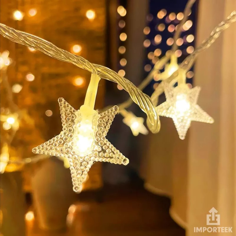 Importeek 5pz Mini Serie Cortina Luces Led Decorativa Estrellas 2m