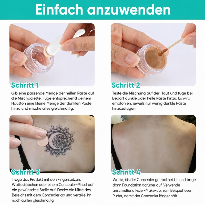 Tattoo Cover Up Makeup, 2-Colour Tattoo Cover, Waterproof
