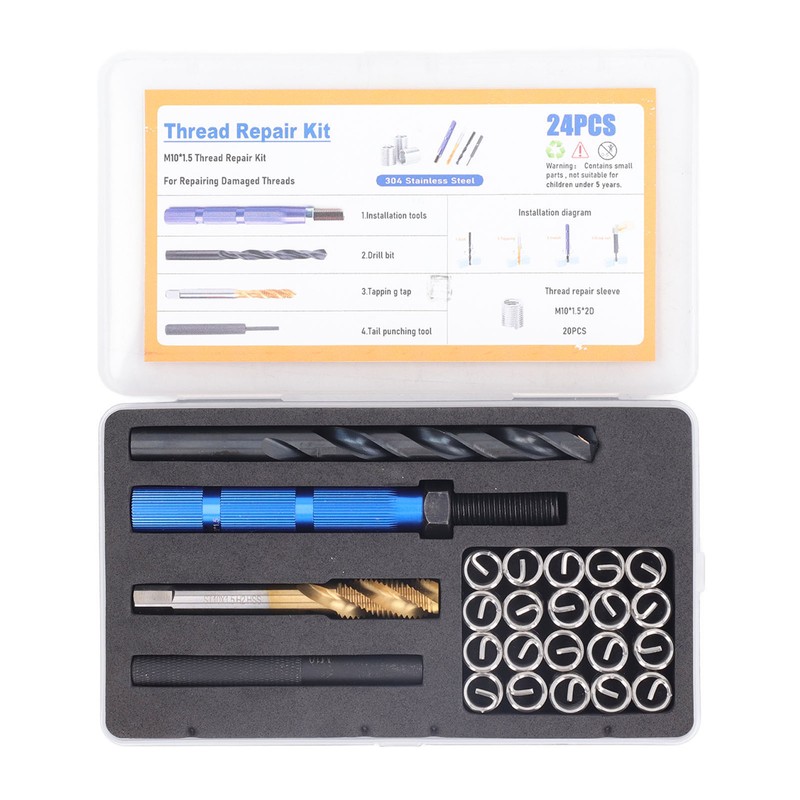 24Pcs Metric Thread Repair Kit M10 X 1.5 X 2D