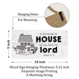 As For Me And My House We Will Serve Wooden Hanging Sign Plaque, Christian Gifts Bible Verse Joshua 24:15 Wall Decor Sign, Scripture Wood Sign Religious Wall Art for Home Living Dining Room - A10