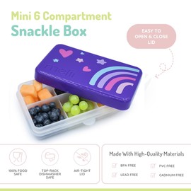 melii Mini Snackle Box – 6 Compartments, Divided Snack Container, Food Storage for Kids and Adults, Removable Dividers, Arts & Crafts, Beads, BPA-Free, Rainbow