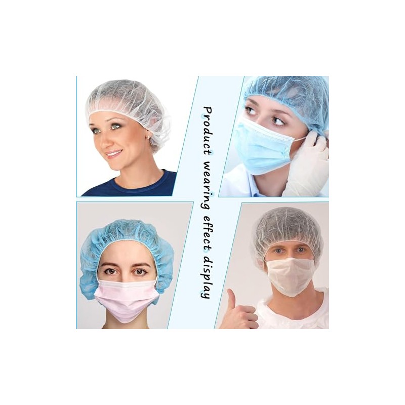 Smilco 100 Piezas Paquete Gorros Desechables Blancos Redecilla Pelo Pulgadas