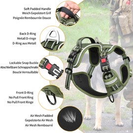 HEELE Dog Chest Harness, for Running, with Lockable Snap Closure, Adjustable, Reflective, Release At Neck, Anti-Pull, Green, S