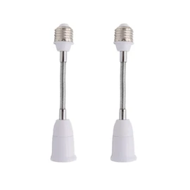 E26/E27 Light Socket Extender Adapter,20cm/8 inch Light Bulb Extension,E26 to E26 Socket Extender,Bendable Flexible Gooseneck Adjustable Extension Socket Extender Adaptor (2 Pack)
