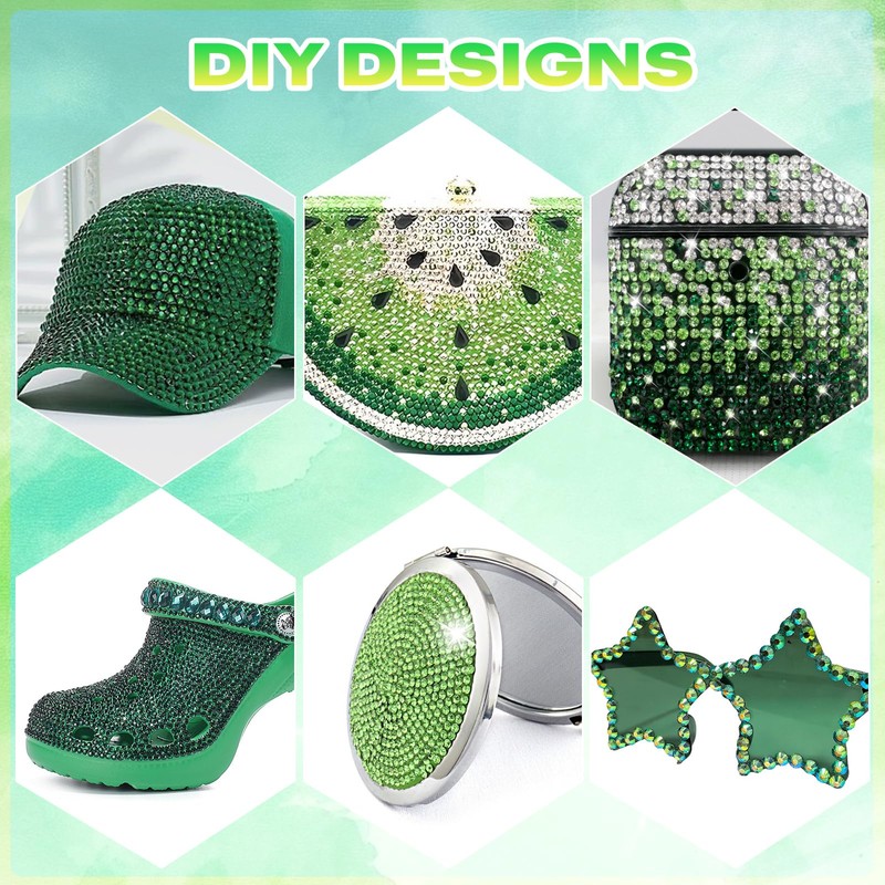 22300Pcs Flatback Green Rhinestones for Bedazzling, 3mm-6mm Jelly Bedazzling Resin