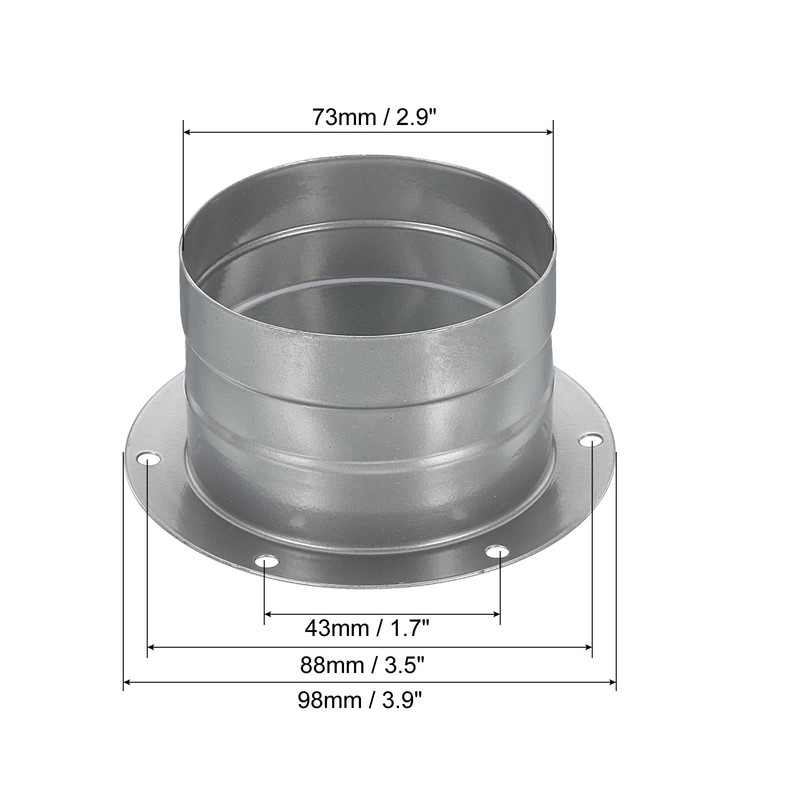 PATIKIL 3 Inch Duct Connector Flange, 2 Pack Metal Straight