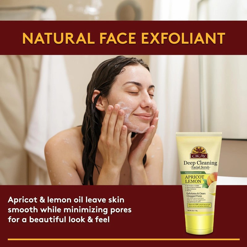 OKAY Apricot Facial Scrub Exfoliating Cleanser with Walnut Shell 6
