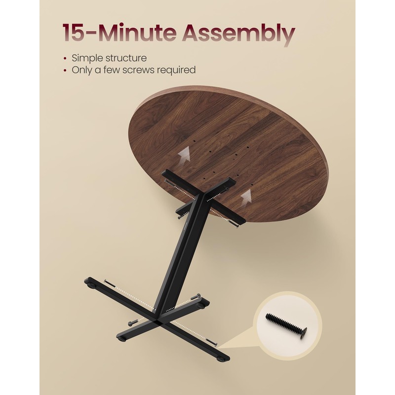 VASAGLE Dining Table, Small Round Kitchen Table for 4 People,