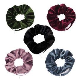 NANUNU Fashion Hair Ring Velvet Scrunchie with Zip Pocket Elastic Hair Bar Fashion Hair Accessories for Girls Women Gifts