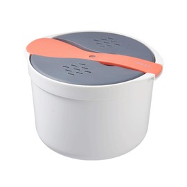 Microwave Rice Cooker, 2L Microwave Rice Steamer Pasta Cooker, Food Grade PP Microwave Rice Cooker, Strainer and Steamer Pot Set,4PCS(COLOR:orange)