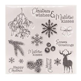 arriettycraft Christmas Snowflakes Clear Stamps for Card Making or Journaling Mistletoe Nuts Deer Rubber Stamps for Scrapbooking Journals Paper Crafting Decoration