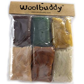 Woolbuddy Needle Felting Wool, Natural Handmade Wool Roving, 6 Vibrant Colors with Instructions (Wool Bag Fall)