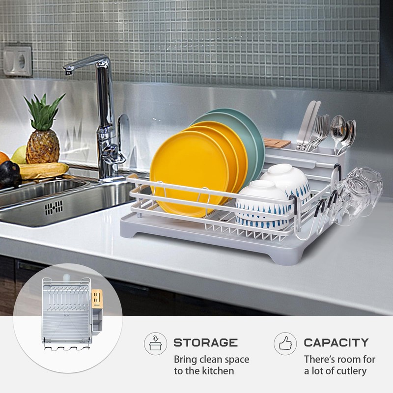 BRIAN & DANY Aluminum Dish Drying Rack, Dish Racks for
