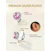 FindChic Sparkling Birthstone Clip On Earrings for Women, Silver Plated