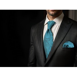 [S&W SHLAX&WING] Men's Necktie Combo Necktie Pocket Square Set Satin for Prom Party, A77-SH