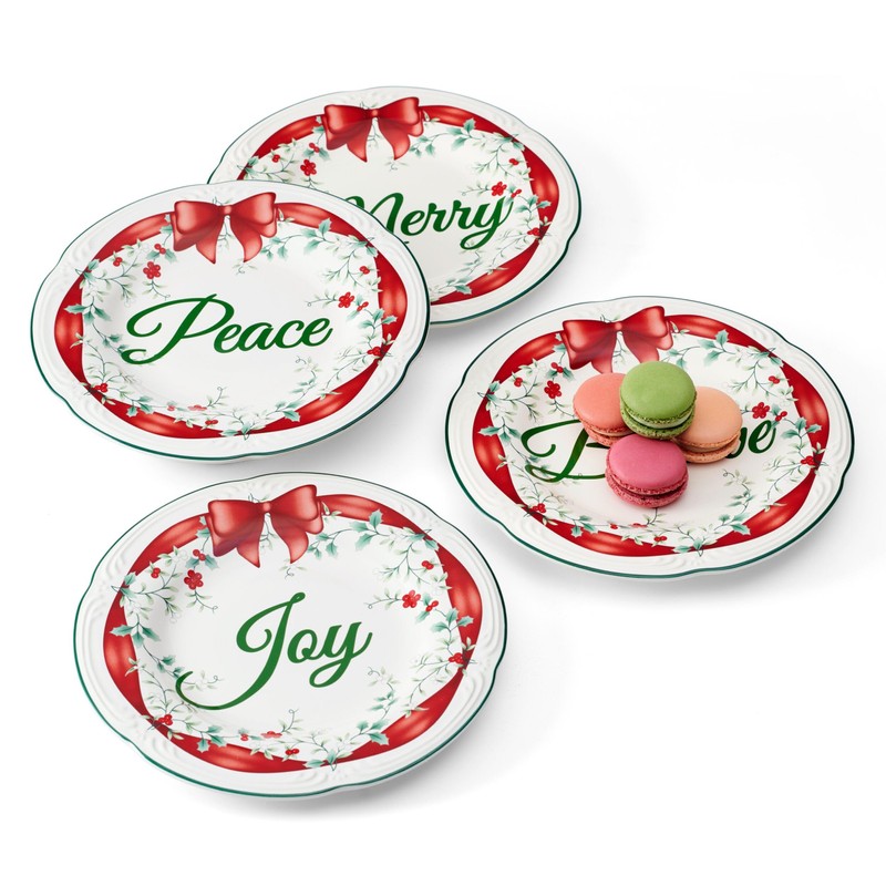 Pfaltzgraff Winterberry Red Ribbon Salad Plates, Set Of 4