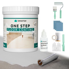 JUNGARIAN All-In-One Interior Floor Coating Kit, Water-based & Low Odor One-Step Floor Paint, High Hardness Waterproof Paint for Ceramic, Porcelain, Fiberglass, Hardwood, Laminate, Vinyl, 35OZ, Iron Ore