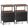 Segawe 2PCS Nightstands 2 Tier End Table with Charging Station