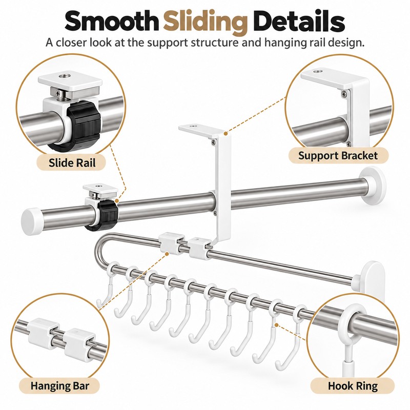 Pull-Out Trouser Rack for Closet Storage – Telescopic Stainless Steel