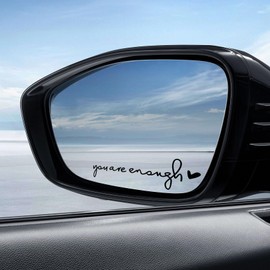 RGOAANC You are Enough Rearview Mirror Decal, Mirror Stickers, Inspirational Car Decals, Car Accessories Self Positive Stickers Universal for Car Mirror Window Water Bottle (Black)