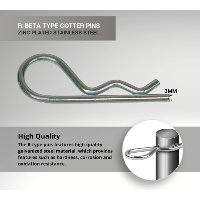 DOJA Barcelona R-Spring Connector, 3 mm, Folding Cotter Pins Assortment