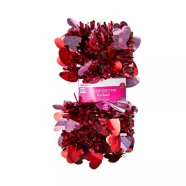 Way to Celebrate Valentine's Day or Any Holiday Hearts Red Tinsel Garland 12 ft