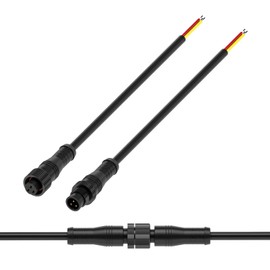 BTF-LIGHTING 3 Pin Electrical Metal nut Connector 18AWG IP68 Male Female Connector 7.87in/20cm Extension Cable for Car,Truck,Boat,Indoor/Outdoor LED Strip Lights/String 15mm Metal Nut Small Size