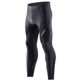 XGC Men's Long Cycling Pants Trousers Bike Pants Trousers Tights Legging with 4D Sponge Padded (Black, L)