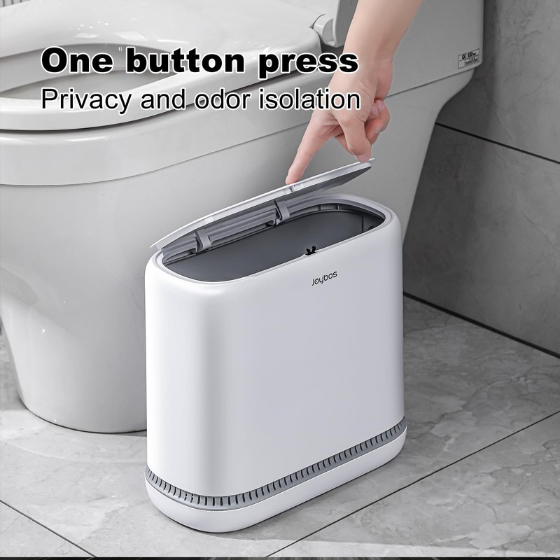 JOYBOS Bathroom Trash Cans,Adsorption Garbage Can with Press Type Lid,10L