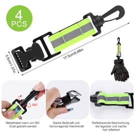 GUOSIYAO Glove Holder Pack of 4 Glove Holder Belt Green Single Clip Metal Glove Clip with Plastic Carabiners Fire Brigade Glove Clip for Hanging Gloves Towels Protective Helmets