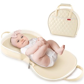 Portable Diaper Changing Pad Leather Waterproof Travel Changing Pad with Diaper Bag, Easy to Clean, Newborn Girls and Boys, Beige