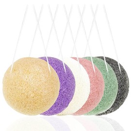 6Pcs Konjac Bath Sponge,Organic Konjac Cleansing Facial Sponges Set,Cordate Facial Sponges，Polychrome Face Sponges for Gentle Face Cleansing and Exfoliation (Hemisphere)