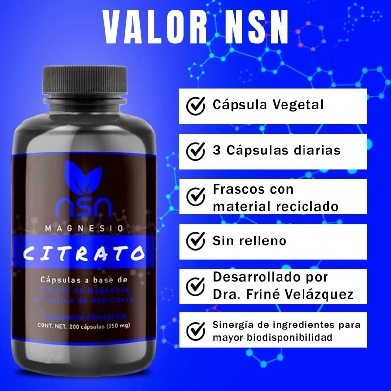 Nsn Citrato De Magnesio | Con Inulina De Agave |