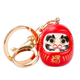 kcrygogo Japanese Style Daruma Keychain - Fortune Bell Charm, Wish Keyring, Purse Accessory - Hand-Painted Lucky Mascot