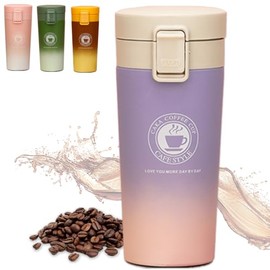 Vaso Termico Frio y Caliente, Termo para Cafe,Taza de Viaje de Acero Inoxidable Con Tapa Abatible, Botella de Agua Taza Aislante a Prueba de Fugas, pa